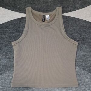 H&M Ribbed High Neck Tank Top - Taupe Medium